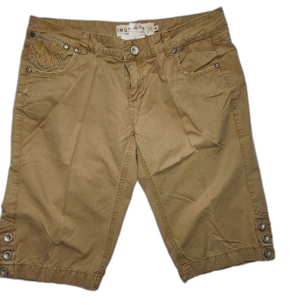 Mur Mur Women's Tan Embroidered Bermuda Shorts Size M